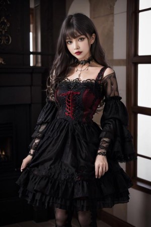 Modern victorian fashion dress Ghotic Style V1