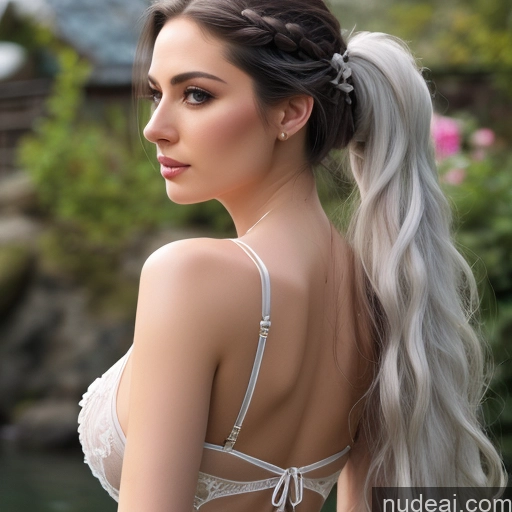 One Perfect Boobs Big Ass Long Hair White Hair Slicked 30s Seductive Irish Dark Fantasy Onsen Front View Back View Blowjob Nightgown Transparent