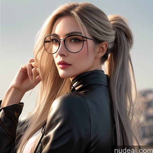 related ai porn images free for Woman Milf Athlete One Perfect Boobs Beautiful Glasses Perfect Body Long Hair 60s Serious Blonde White Hair Braided Hungarian Italian Leather Jacket Mini Skirt Cleavage Back View