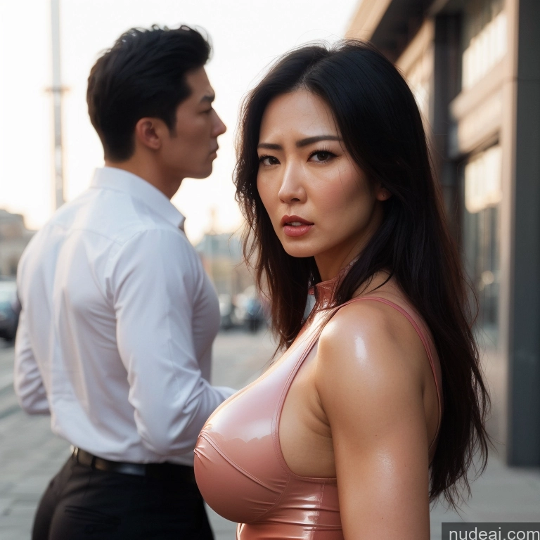 related ai porn images free for Huge Boobs Angry Korean Side View Blowjob Woman + Man Squatting Busty Oiled Body 40s High Heels