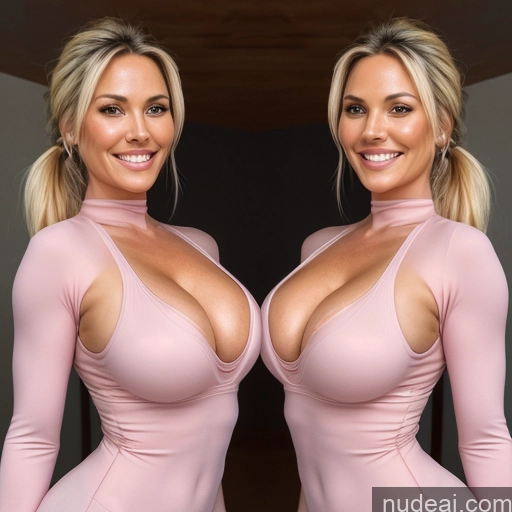 related ai porn images free for Milf Two Busty Huge Boobs 40s Happy Blonde Ponytail White Film Photo Bedroom Front View T-pose Cleavage Topless Yoga Pants Detailed