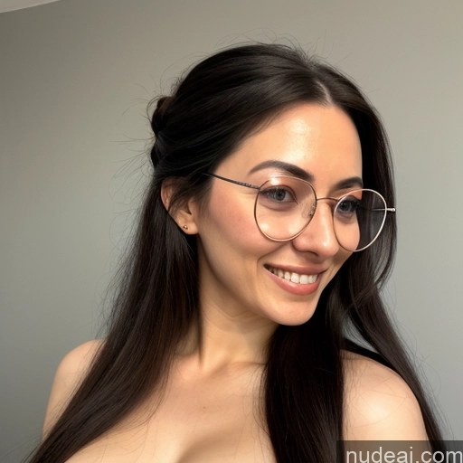 ai nude image of pics of Milf One Perfect Boobs Beautiful Glasses Thick Long Hair 30s Happy Black Hair Messy Latina Mirror Selfie Bedroom Front View Nude Angel Topless