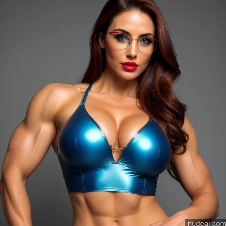 Superhero Woman Bodybuilder Busty Ginger Front View Irish Glasses Lipstick Cosplay Spandex Power Rangers Captain Planet Persian