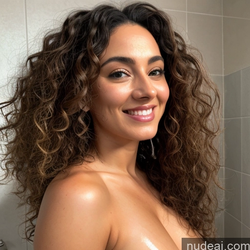 ai nude image of pics of Milf Perfect Boobs Perfect Body Beautiful Curly Hair Big Ass 20s 30s Sexy Face Happy Black Hair Arabic Brazilian Spanish Bathroom Nude Bright Lighting Spreading Legs