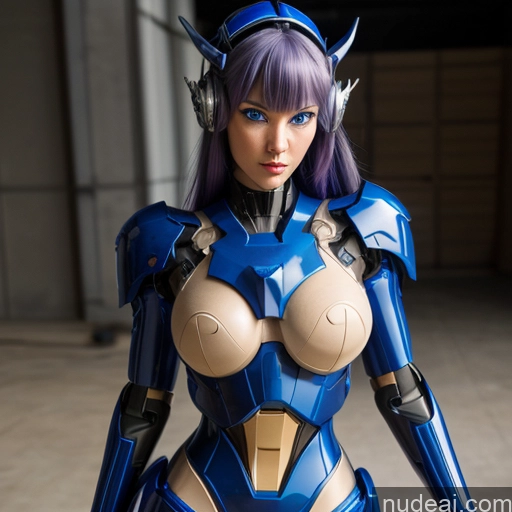 SuperMecha: A-Mecha Musume A素体机娘 Deep Blue Eyes Wooden Horse Purple Hair Ruru