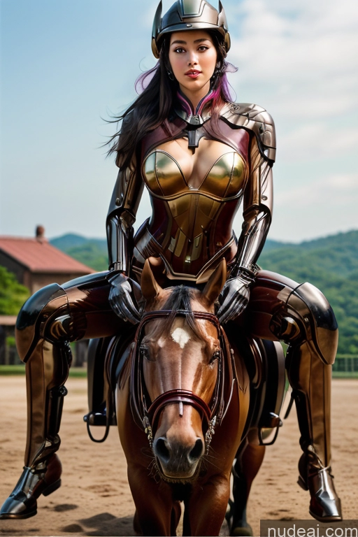 MuQingQing Wooden Horse RealDownblouse Equitation Nude Purple Hair 1girl SuperMecha: A-Mecha Musume A素体机娘