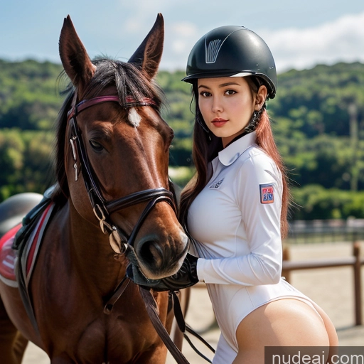 related ai porn images free for 1girl Wooden Horse Equitation Helmdef, Hat, Military, White Shorts, White Gloves, Warm Anime Vintage Beach