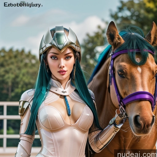 ai nude image of pics of Equitation SuperMecha: A-Mecha Musume A素体机娘 Blue Hair Green Hair Purple Hair MuQingQing Nude