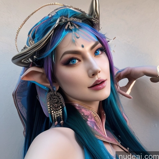 MuQingQing Nilou: Genshin Impact Cosplayers Blue Hair Green Hair Purple Hair Deep Blue Eyes