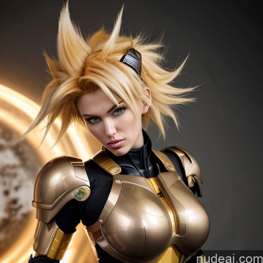 ai nude image of pics of Super Saiyan SuperMecha: A-Mecha Musume A素体机娘 Nude Blonde Super Saiyan 4