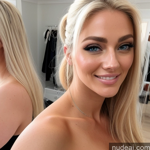 ai nude image of pics of Blonde Ponytail Nude Beautiful Huge Boobs Busty Pubic Hair Side View Two Skinny 20s Happy Scandinavian Mirror Selfie Bedroom