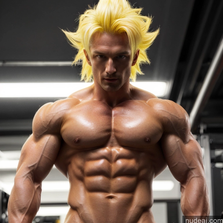 related ai porn images free for Super Saiyan Neon Lights Clothes: Yellow Busty Muscular Abs Woman Front View