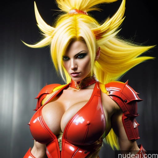 ai nude image of pics of Super Saiyan Super Saiyan 4 Neon Lights Clothes: Red Neon Lights Clothes: Yellow Woman Bodybuilder Busty Front View Huge Boobs Perfect Boobs Small Tits SuperMecha: A-Mecha Musume A素体机娘