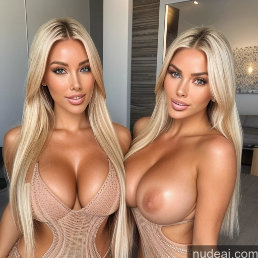 related ai porn images free for Model Busty Huge Boobs Two Happy Blonde Scandinavian Bedroom Front View Back View T-pose Detailed Bright Lighting Topless 30s Nude Tanned Skin Thick Bimbo Full Frontal Woman