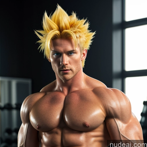 Super Saiyan 4 Super Saiyan Muscular Deep Blue Eyes Cyborg Style Cyborg Android Science Fiction Style