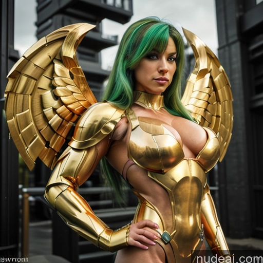 related ai porn images free for Woman Busty Muscular Abs Front View Has Wings Angel Bodybuilder Perfect Boobs Gold Jewelry SuperMecha: A-Mecha Musume A素体机娘 Superhero Persian Green Hair White Hair Ginger Neon Lights Clothes: Red