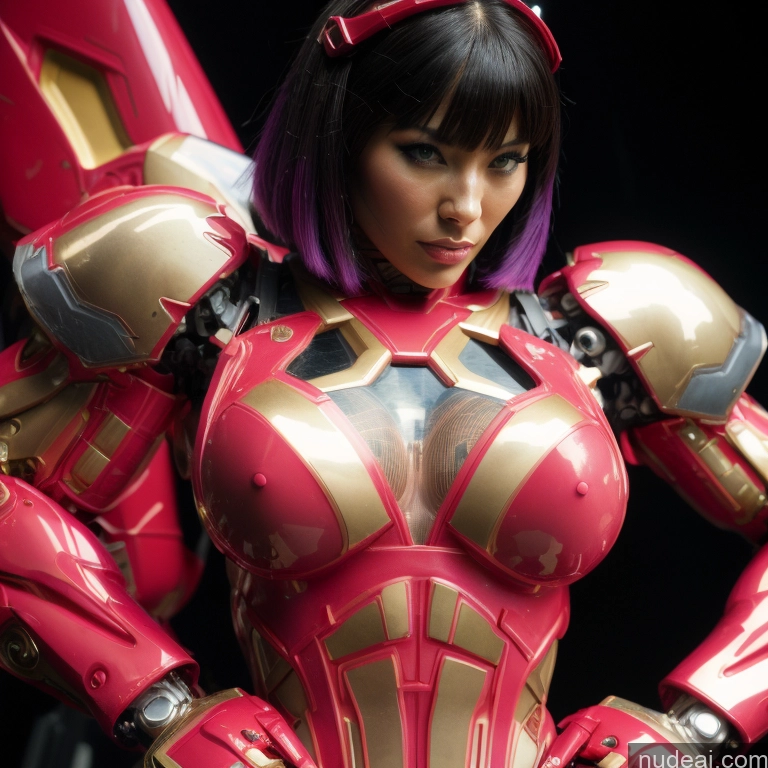 ai nude image of pics of Cyborg Woman Bobcut Asian Latina Front View Black Hair Purple Hair Busty Abs Neon Lights Clothes: Purple Muscular Bodybuilder SSS: A-Mecha Musume A素体机娘 REN: A-Mecha Musume A素体机娘 SuperMecha: A-Mecha Musume A素体机娘