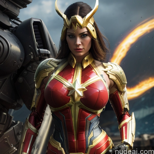 related ai porn images free for Captain Marvel Busty Abs Front View Woman Neon Lights Clothes: Yellow Bodybuilder SuperMecha: A-Mecha Musume A素体机娘 Battlefield