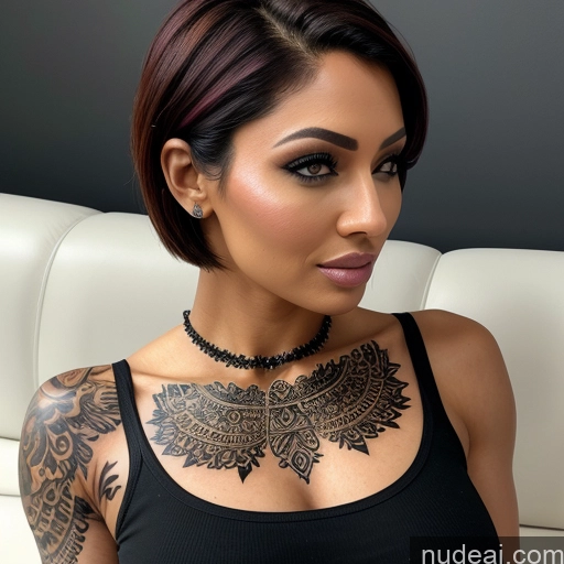 ai nude image of pics of Perfect Boobs Tattoos Muscular Skinny Short Hair Dark Skin 20s Orgasm Pink Hair Braided African Mirror Selfie Couch Front View Close-up View Spreading Legs Jewelry Detailed Two Nude