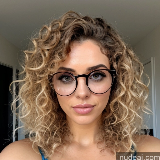 ai nude image of blond woman with glasses and a blue tank top posing for a picture pics of Woman Two Huge Boobs Perfect Boobs Glasses Skinny Big Hips Curly Hair 20s Orgasm Seductive Blonde Straight Brazilian Bedroom Front View Spreading Legs Nude