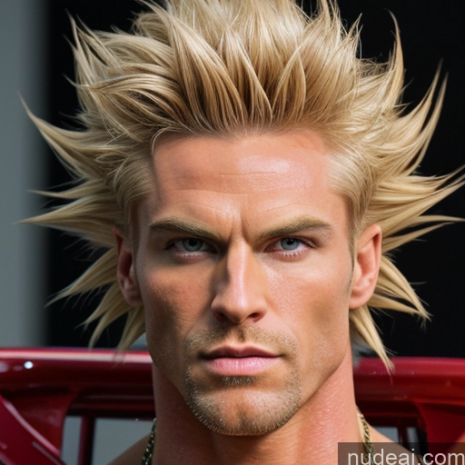 ai nude image of blond haired man with spiked hair and a chain around his neck pics of Bodybuilder Super Saiyan Super Saiyan 4