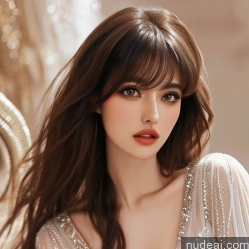 Bangs Wavy Hair Wedding Dress Extension (Champagne)