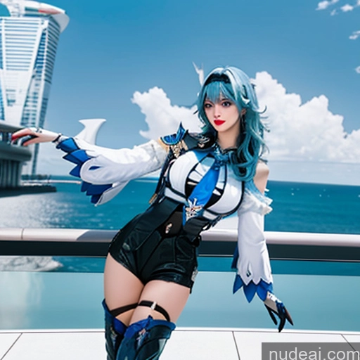 Bangs Wavy Hair Looking At Sky Eula: Genshin Impact Cosplayers