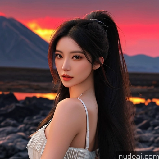 ai nude image of arafed asian woman with long black hair and a white dress pics of Asian Seductive Perfect Boobs Beautiful Small Ass Long Hair Hell Devil Dark Fantasy Skin Detail (beta) Detailed Dark Lighting Jewelry Woman 20s