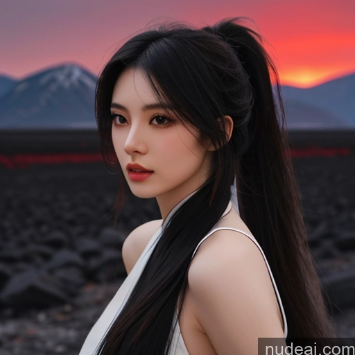 ai nude image of arafed asian woman with long black hair and a white dress pics of Asian Seductive Perfect Boobs Beautiful Small Ass Long Hair Hell Devil Dark Fantasy Skin Detail (beta) Detailed Dark Lighting Jewelry Woman 20s