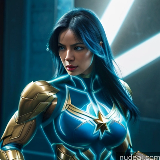 related ai porn images free for Superhero Woman Busty Muscular Abs Blue Hair Deep Blue Eyes Front View Bodybuilder Perfect Boobs Skin Detail (beta) Captain Marvel Neon Lights Clothes: Blue Cosplay Detailed SuperMecha: A-Mecha Musume A素体机娘