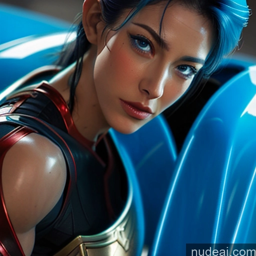 related ai porn images free for Superhero Captain Marvel Cosplay Woman Busty Perfect Boobs Muscular Abs Bodybuilder Blue Hair Deep Blue Eyes Neon Lights Clothes: Blue Front View SuperMecha: A-Mecha Musume A素体机娘