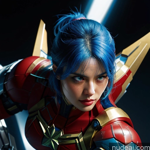 related ai porn images free for Superhero Captain Marvel Woman Busty Perfect Boobs Muscular Abs Bodybuilder Blue Hair Front View SuperMecha: A-Mecha Musume A素体机娘