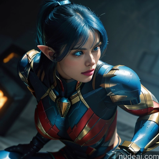 related ai porn images free for Woman Bodybuilder Busty Muscular Abs Perfect Boobs Deep Blue Eyes Blue Hair Skin Detail (beta) Front View Cosplay Superhero Detailed Battlefield SuperMecha: A-Mecha Musume A素体机娘 Captain Marvel