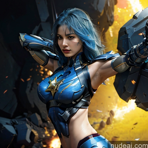 related ai porn images free for Woman Bodybuilder Busty Muscular Abs Perfect Boobs Blue Hair Skin Detail (beta) Front View Cosplay Superhero Detailed Captain Marvel Has Wings SuperMecha: A-Mecha Musume A素体机娘 Battlefield Cyborg