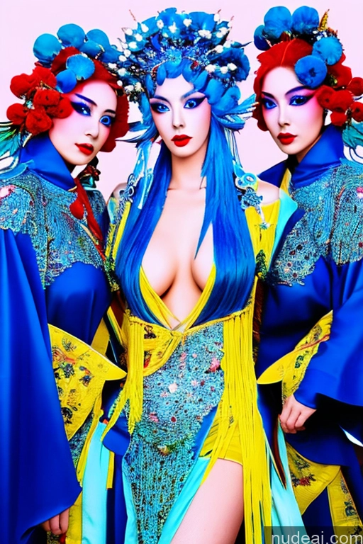 Nude Chinese Opera 18 Rainbow Haired Girl Deep Blue Eyes