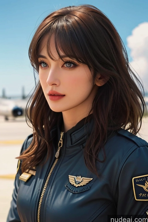 related ai porn images free for Bangs Wavy Hair Looking At Sky Pilot Bomber