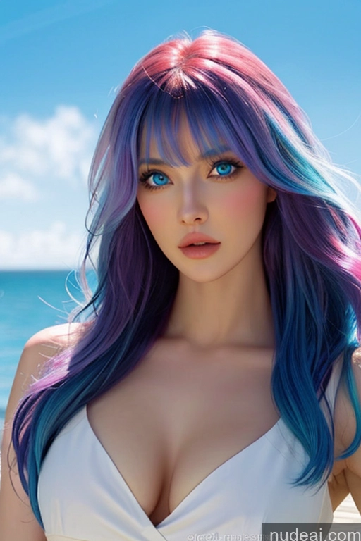 related ai porn images free for Looking At Sky Bangs Wavy Hair Superhero Rainbow Haired Girl Deep Blue Eyes