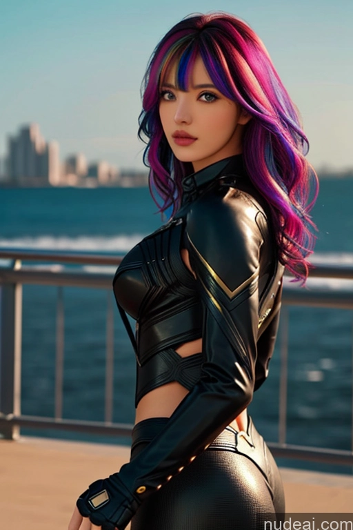 related ai porn images free for Looking At Sky Bangs Wavy Hair Superhero Rainbow Haired Girl