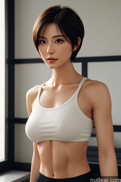 ai nude image of arafed asian woman in a white top and black shorts pics of Woman One Short Hair 18 Black Hair Pixie Japanese Skin Detail (beta) Dark Lighting Muscular Detailed 3d Perfect Boobs Close-up View Front View Perfect Body Thigh Socks Sailor Restaurant Street Train Meadow