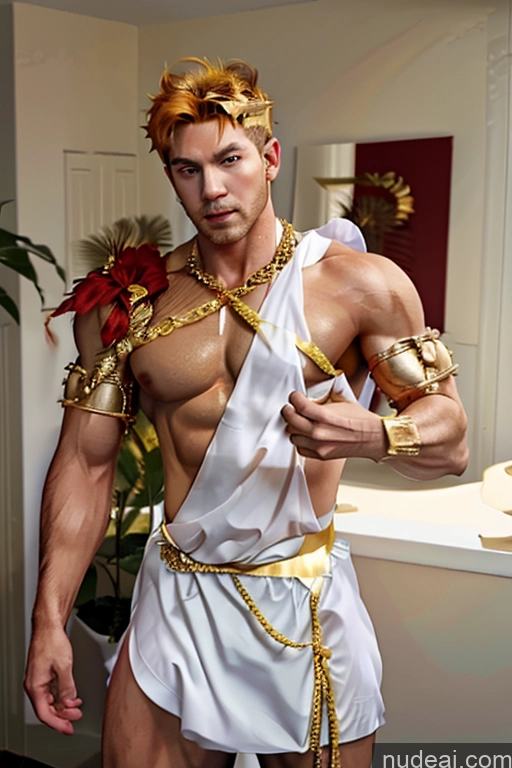 related ai porn images free for Super Saiyan 4 Super Saiyan Bodybuilder Santa Menstoga, White Robes, In White And Gold Costumem, Gold Headpiece, Gold Belt, Gold Chain