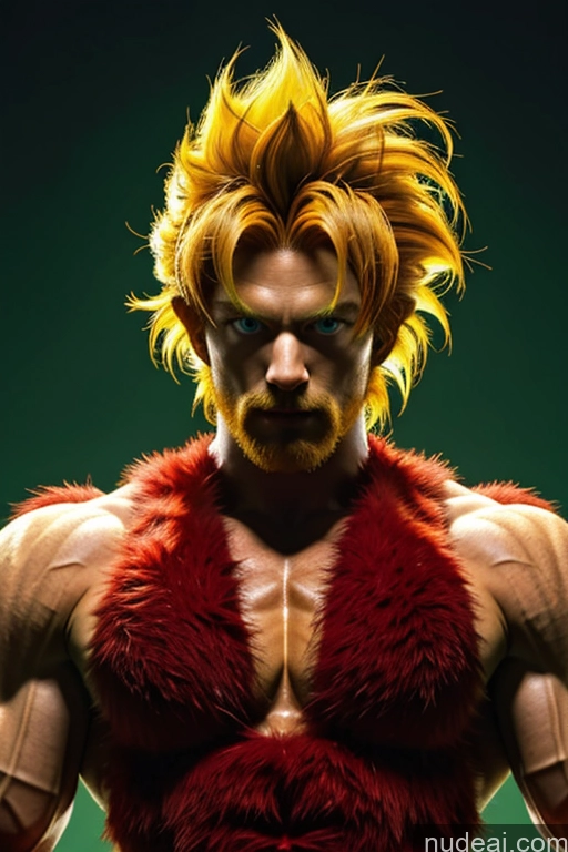 ai nude image of a close up of a man with a beard and a furry vest pics of Super Saiyan 4 Super Saiyan Bodybuilder SSS: A-Mecha Musume A素体机娘