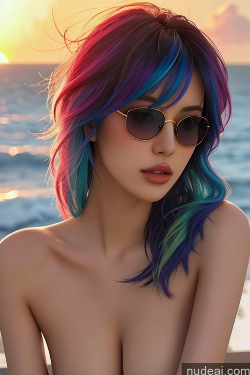 related ai porn images free for Looking At Sky Bangs Wavy Hair Sunglasses Rainbow Haired Girl