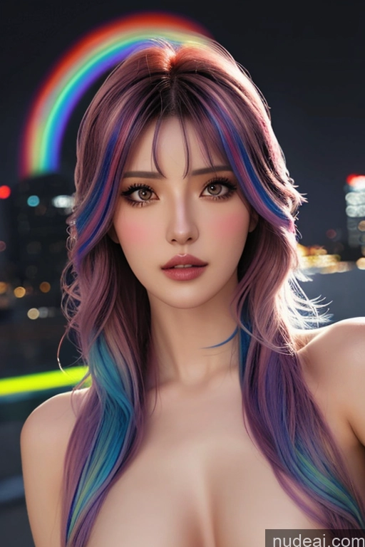 related ai porn images free for Looking At Sky Bangs Wavy Hair Rainbow Haired Girl Cyborg Style Cyborg Android