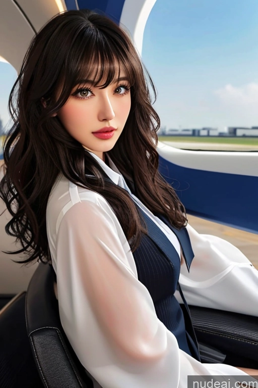 related ai porn images free for Bangs Wavy Hair Looking At Sky Flight Attendant