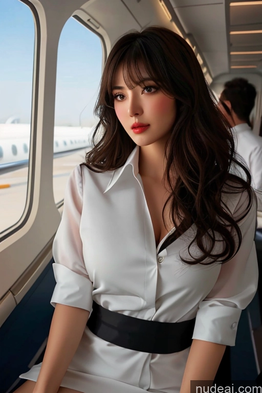 related ai porn images free for Bangs Wavy Hair Looking At Sky Flight Attendant