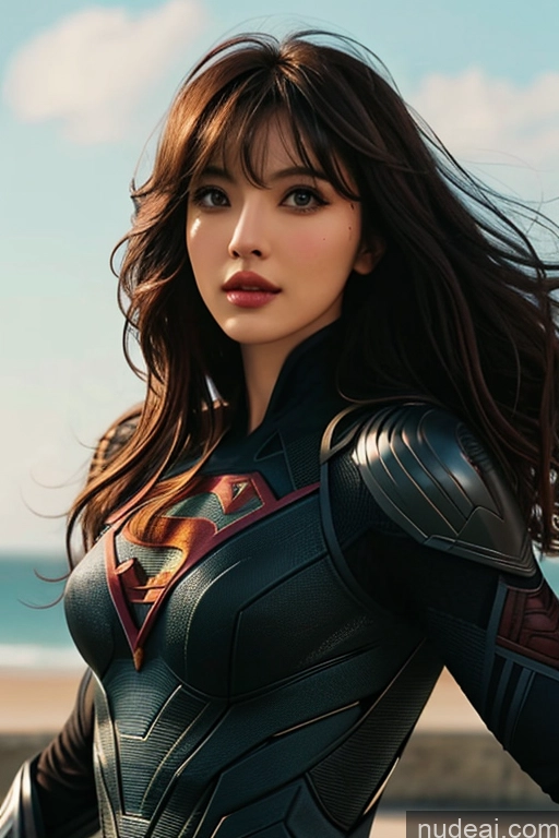 related ai porn images free for Bangs Wavy Hair Looking At Sky Superhero