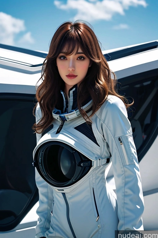 related ai porn images free for Bangs Wavy Hair Looking At Sky Space Suit