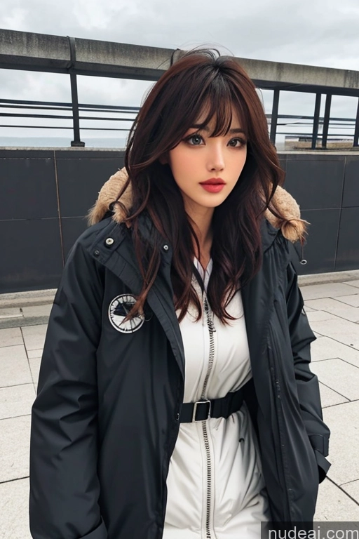 related ai porn images free for Bangs Wavy Hair Looking At Sky Parka