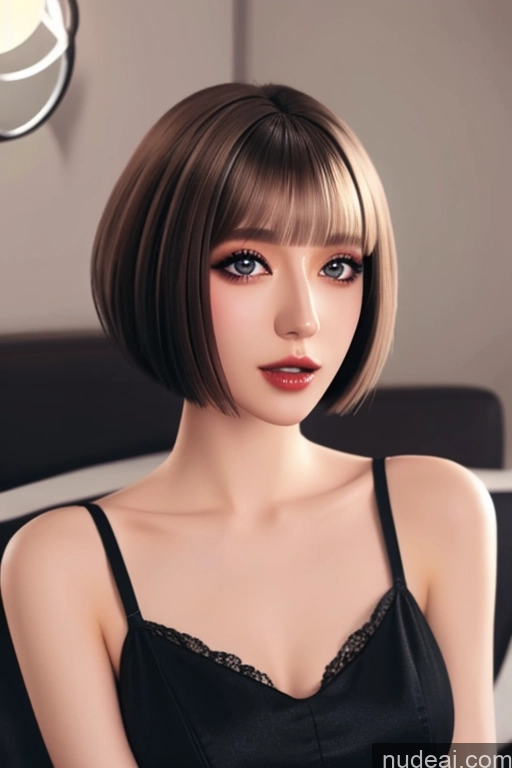 ai nude image of a close up of a woman with a short hair and a black dress pics of Looking At Sky ChloeNightWing Bobcut