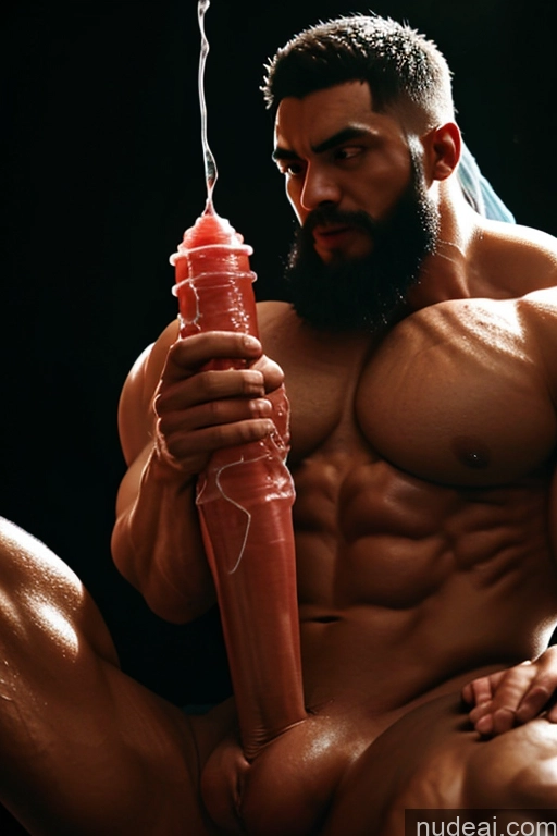 ai nude image of arafed man with a beard holding a red object and a pink object pics of Bodybuilder Glowing, Skull, Armor, Spikes, Teeth, Monster, Dirty, Tentacles, Pus, Pimples, Crack, Truenurgle POV Focus Sex